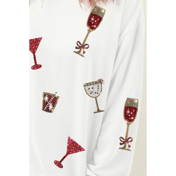 Sequin Round Neck Long Sleeve Sweatshirt - Picture 3 of 3